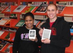 Grenfell students holding Sony and Kobo eBook readers