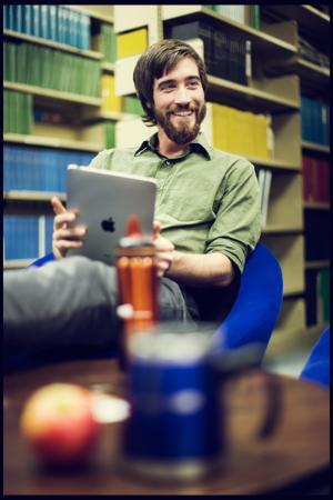 Grenfell student with iPad